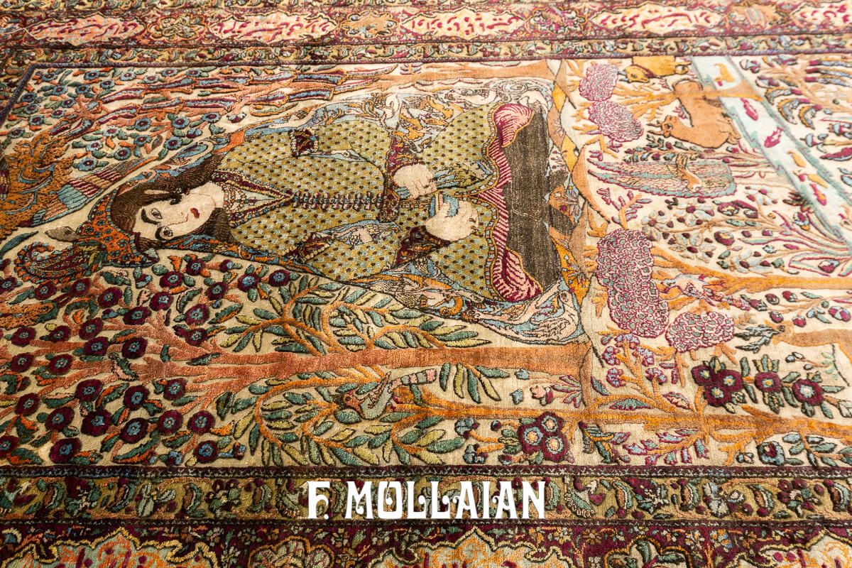 Kashan Mohtasham Pictorial Souf Silk Rug n°:549447